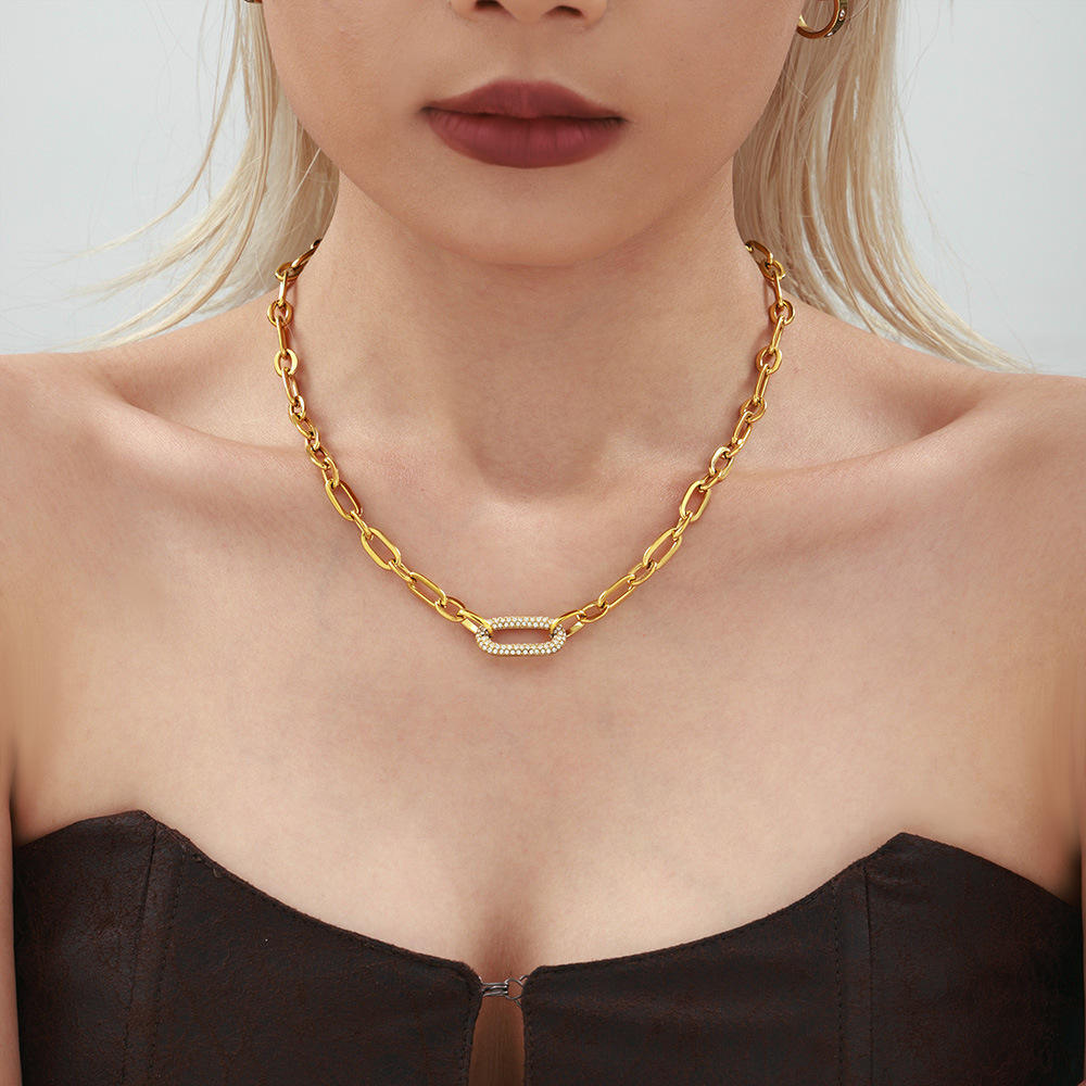 MÖBIU™ Set Collana + Bracciale Lumina Link a Maglia Allungata con Pavé