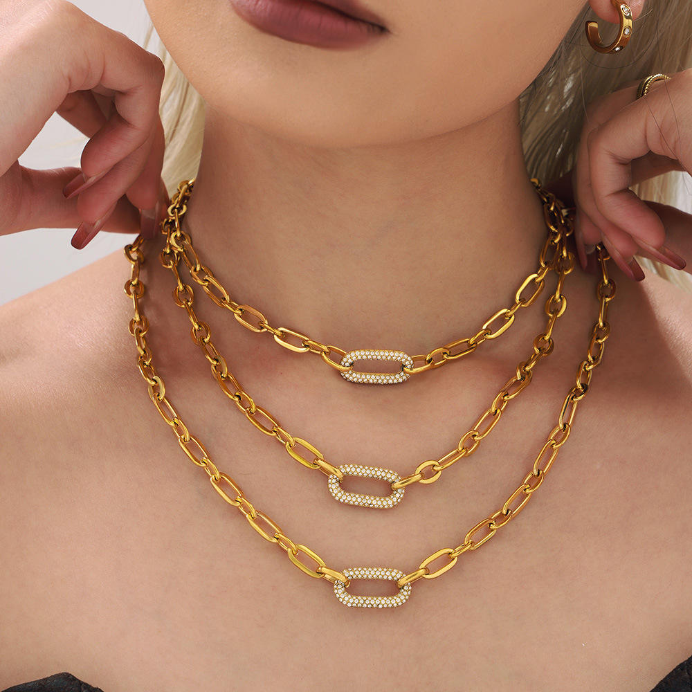 MÖBIU™ Set Collana + Bracciale Lumina Link a Maglia Allungata con Pavé