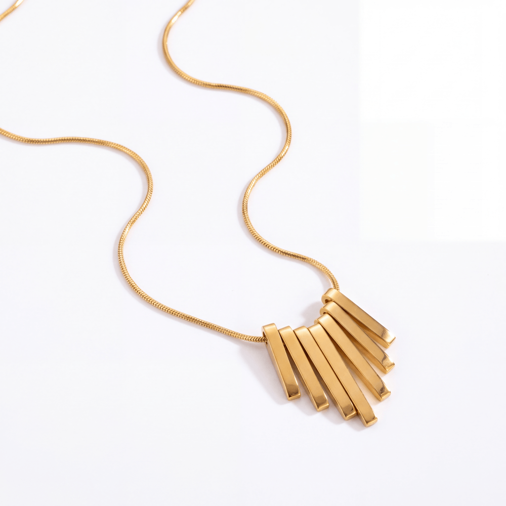 MÖBIU™ Collana Rios – Collana con Pendenti a Barretta Geometrici in Acciaio Placcato Oro