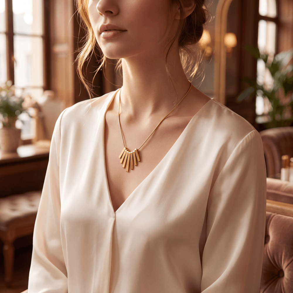 MÖBIU™ Collana Rios – Collana con Pendenti a Barretta Geometrici in Acciaio Placcato Oro