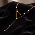 MÖBIU™ Collana Amor – Collana a Y Multifilo con Cuoricini in Acciaio Placcato Oro
